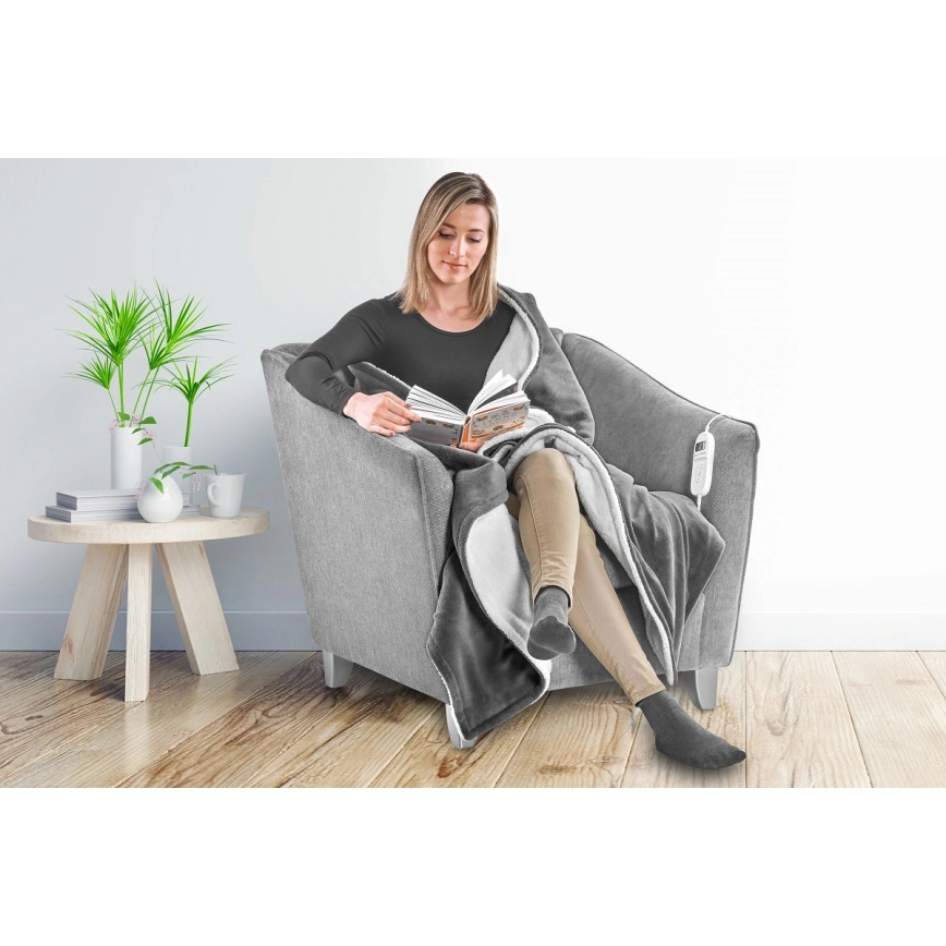 Concept DV7420 - Ηλεκτρική θερμαινόμενη κουβέρτα 160W/230V 180x130 cm γκρι/λευκή