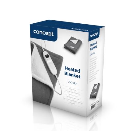 Concept DV7420 - Ηλεκτρική θερμαινόμενη κουβέρτα 160W/230V 180x130 cm γκρι/λευκή