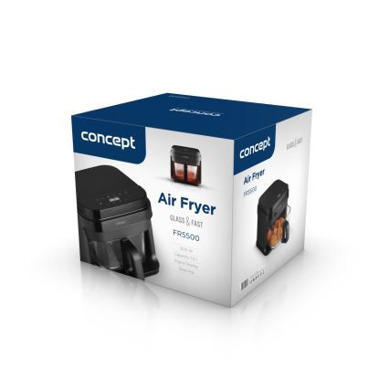 Concept FR5500 - Φριτέζα θερμού αέρα GLASS & FAST 5,5 l 1200W/230V μαύρο