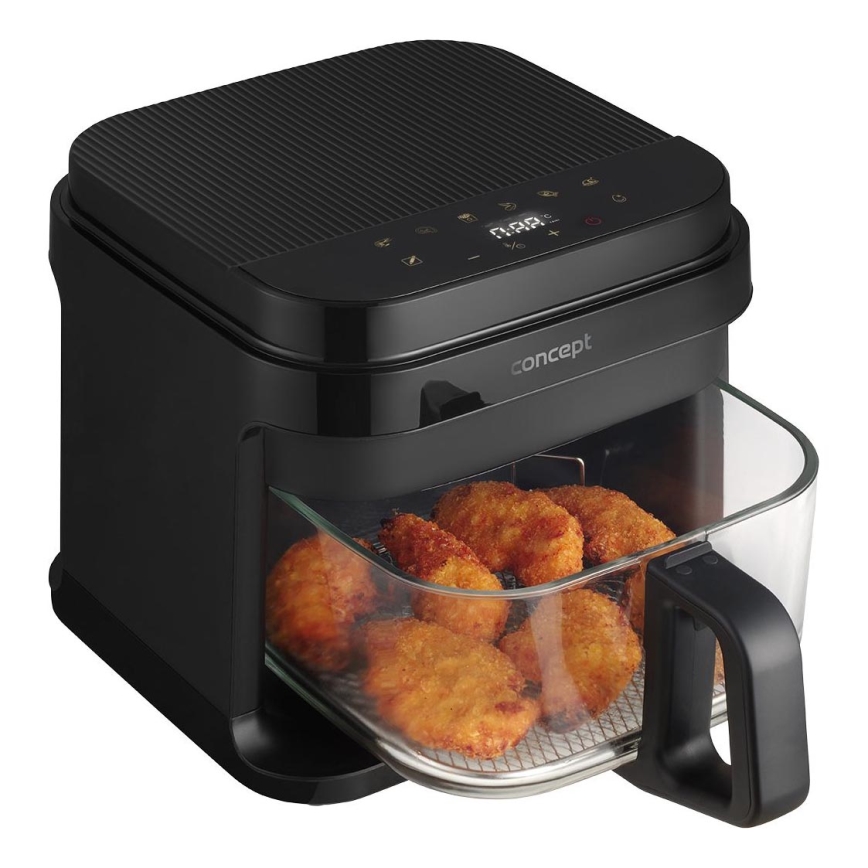 Concept FR5500 - Φριτέζα θερμού αέρα GLASS & FAST 5,5 l 1200W/230V μαύρο
