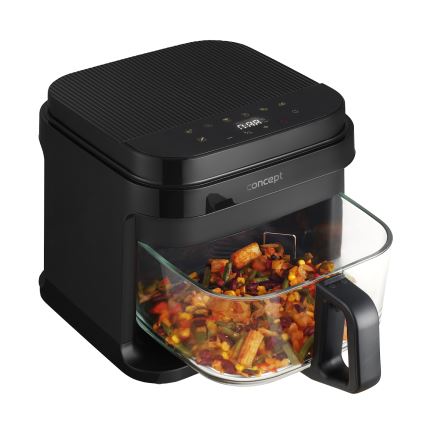 Concept FR5500 - Φριτέζα θερμού αέρα GLASS & FAST 5,5 l 1200W/230V μαύρο