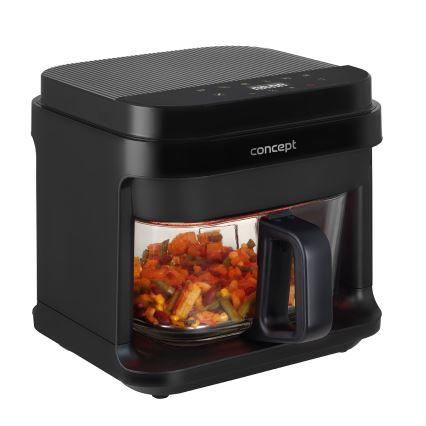 Concept FR5500 - Φριτέζα θερμού αέρα GLASS & FAST 5,5 l 1200W/230V μαύρο