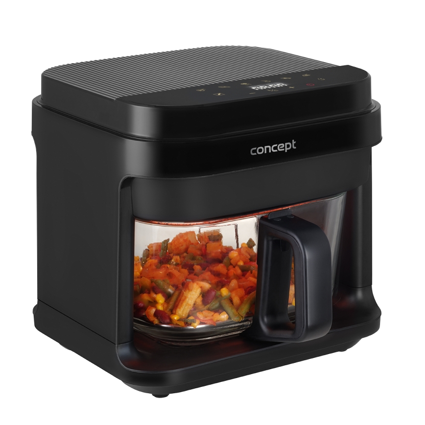 Concept FR5500 - Φριτέζα θερμού αέρα GLASS & FAST 5,5 l 1200W/230V μαύρο