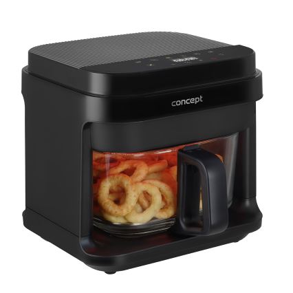 Concept FR5500 - Φριτέζα θερμού αέρα GLASS & FAST 5,5 l 1200W/230V μαύρο