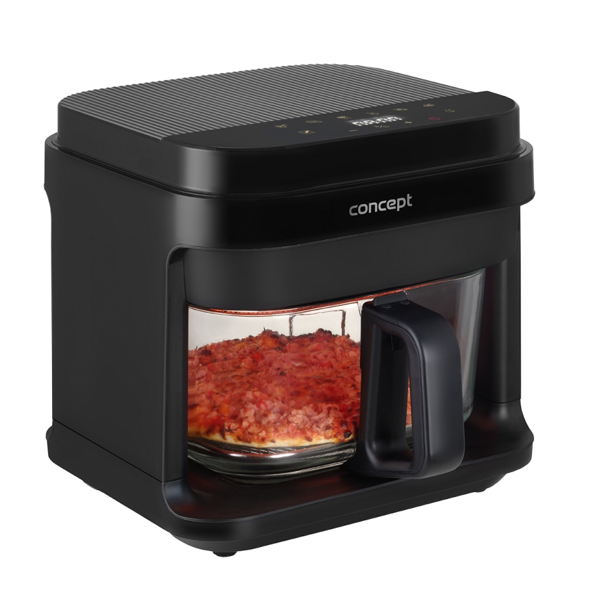 Concept FR5500 - Φριτέζα θερμού αέρα GLASS & FAST 5,5 l 1200W/230V μαύρο