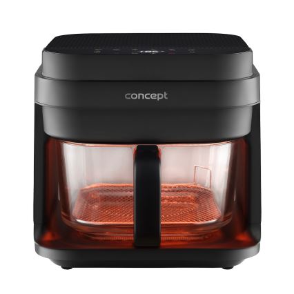 Concept FR5500 - Φριτέζα θερμού αέρα GLASS & FAST 5,5 l 1200W/230V μαύρο