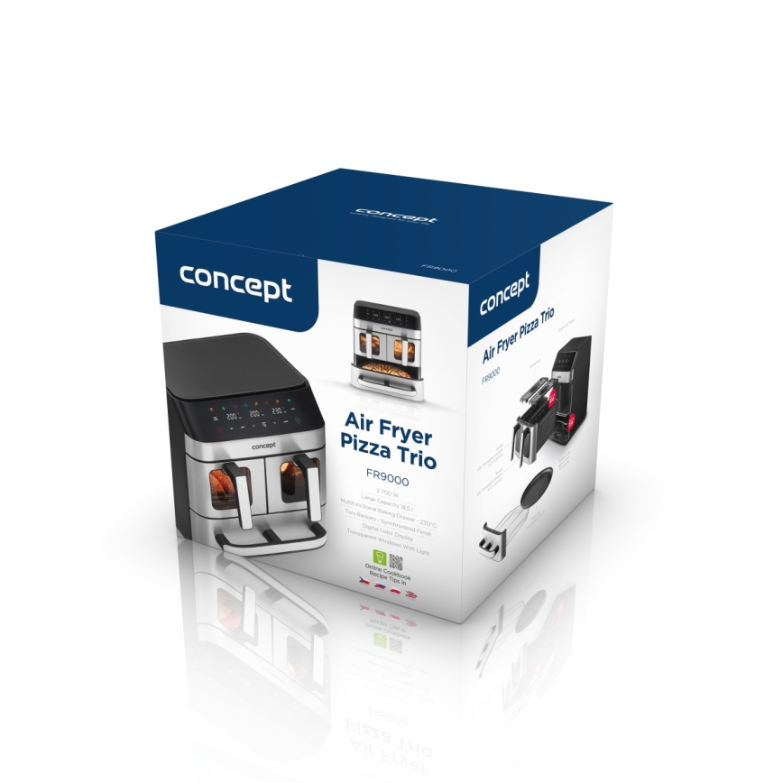Concept FR9000 - Αεροφριτέζα PIZZA TRIO 18,5 l 2700W/230V ανοξείδωτο/μαύρο