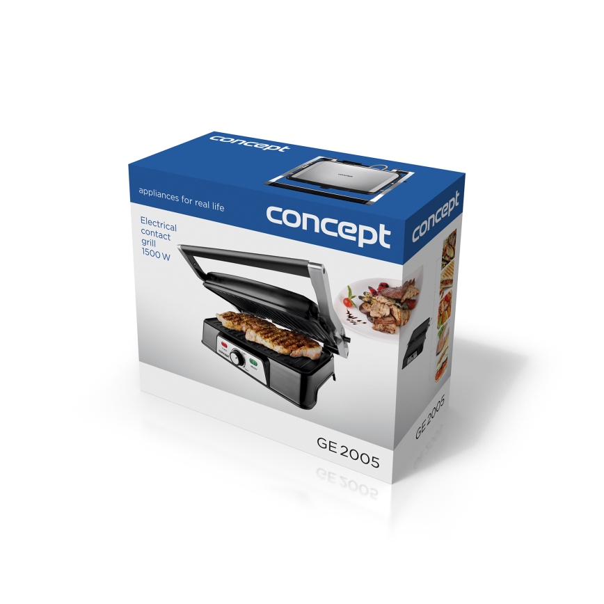 Concept ge2005 - Ψησταριά/Γκριλιέρα 1500W/230V ανοξείδωτο ατσάλι/μαύρο