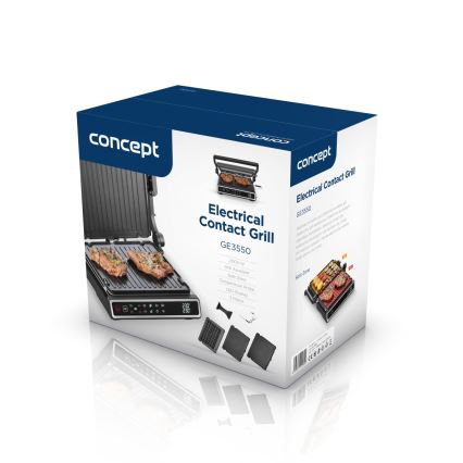 Concept ge3550 - Επαγγελματική ψηστιέρα με θερμοζεύκτη 2000W/230V μαύρο