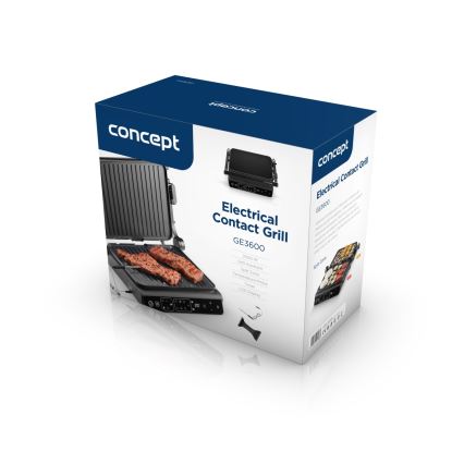 Concept ge3600 - Επαφή ψηστιέρα με θερμοζεύκτη GLASS 2000W/230V μαύρο