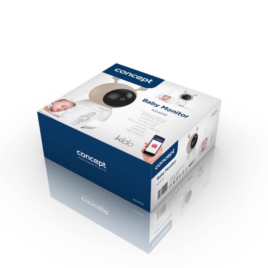 Concept KD4010 - Έξυπνο βρεφικό μόνιτορ με οθόνη και αισθητήρα κίνησης SMART KIDO, 4,5W/230V, Wi‑Fi, μπεζ