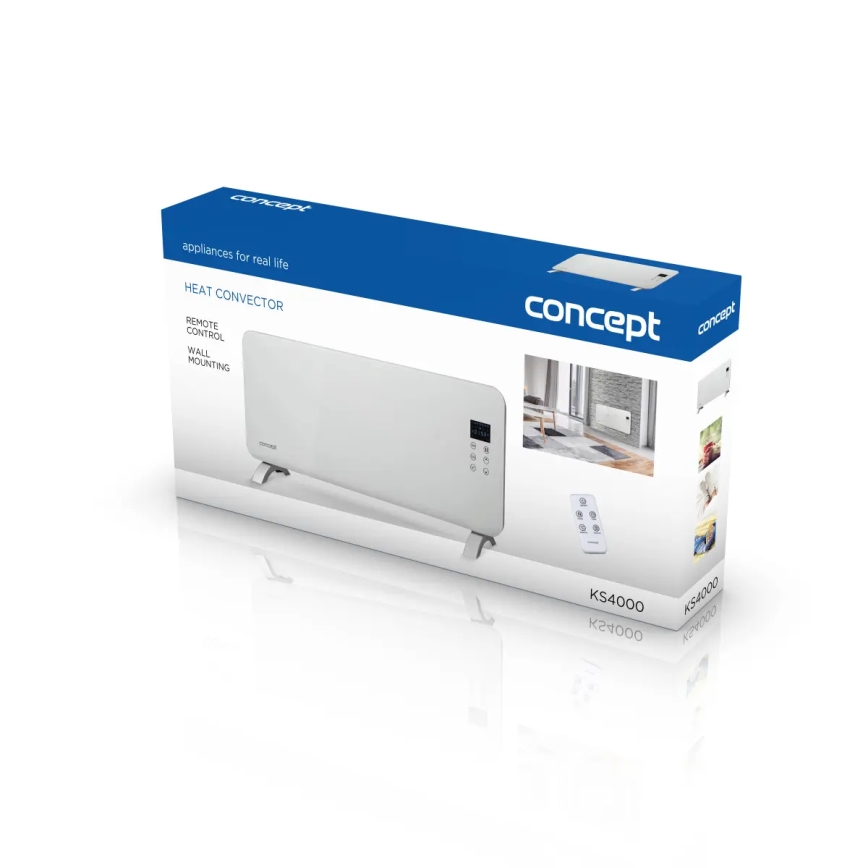 Concept KS4000 - Ηλεκτρικός θερμαντήρας/κονβέκτορας 1000/2000W IP24 λευκό + τηλεχειριστήριο