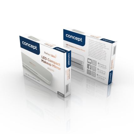 Concept KZ2010 - Καλλυντικός καθρέφτης τσέπης PERFECT SKIN LED/1,5W/5V 4500-5500K 300 mAh λευκός