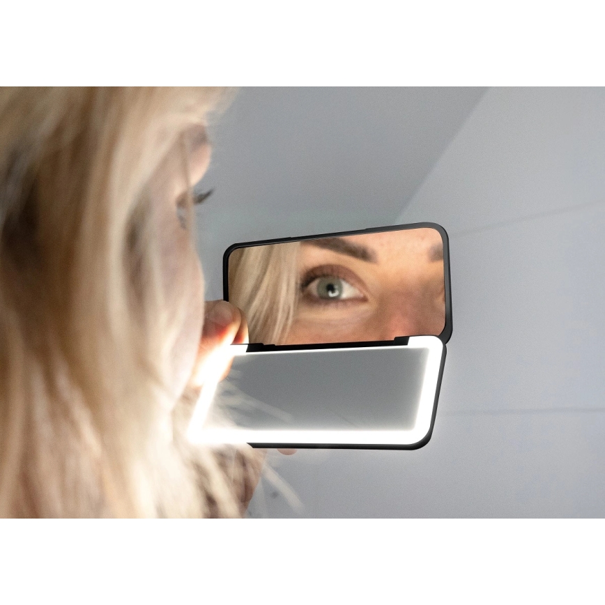 Concept KZ2020 - LED καθρέφτης τσέπης για καλλυντικά PERFECT SKIN LED/1,5W/5V 4500-5500K 300 mAh μαύρο