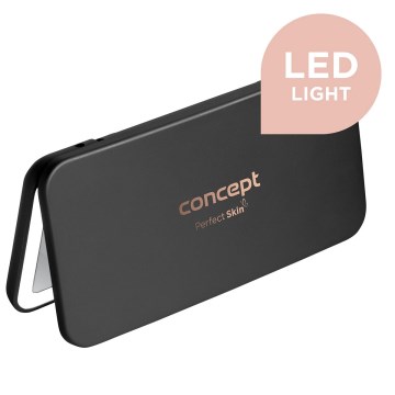 Concept KZ2020 - LED καθρέφτης τσέπης για καλλυντικά PERFECT SKIN LED/1,5W/5V 4500-5500K 300 mAh μαύρο