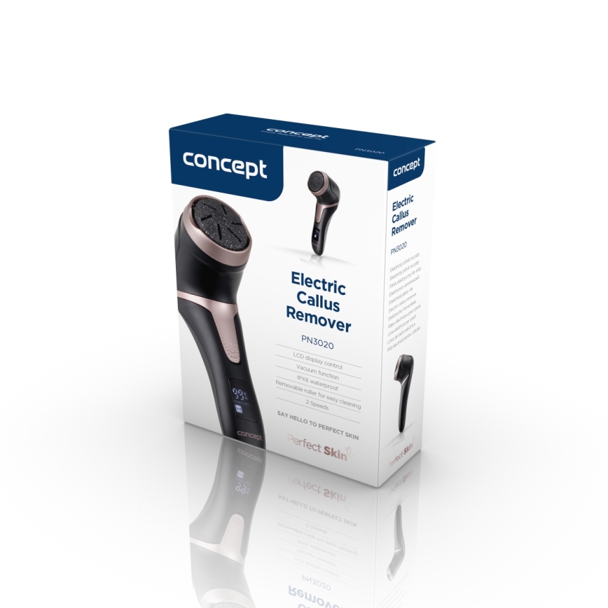 Concept PN3020 - Ηλεκτρική λίμα για φτέρνες PERFECT SKIN 5V 1200 mAh IPX6 μαύρο/ροζ-χρυσό