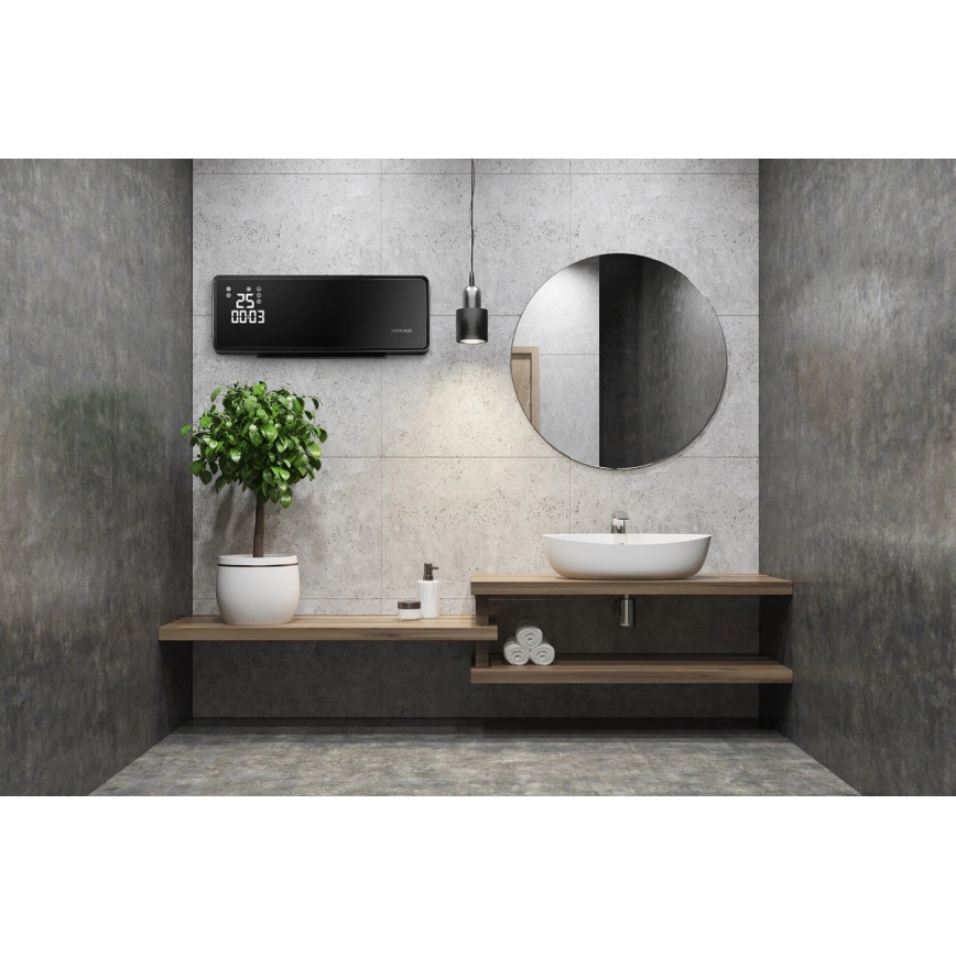 Concept QH4001 - Ηλεκτρική θερμάστρα 1000/2000W IP22 μαύρη + τηλεχειριστήριο