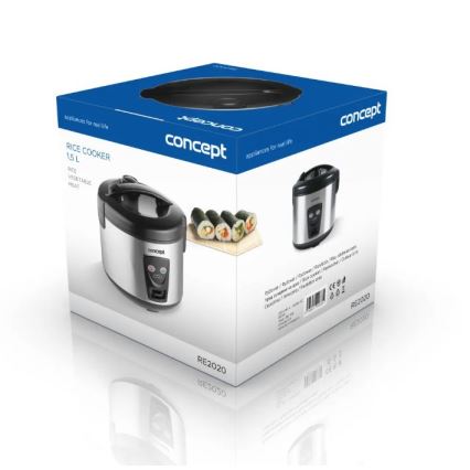 Concept RE2020 - Ρυζομάγειρας 2 σε 1 650W/230V 1,5 l ανοξείδωτο/μαύρο