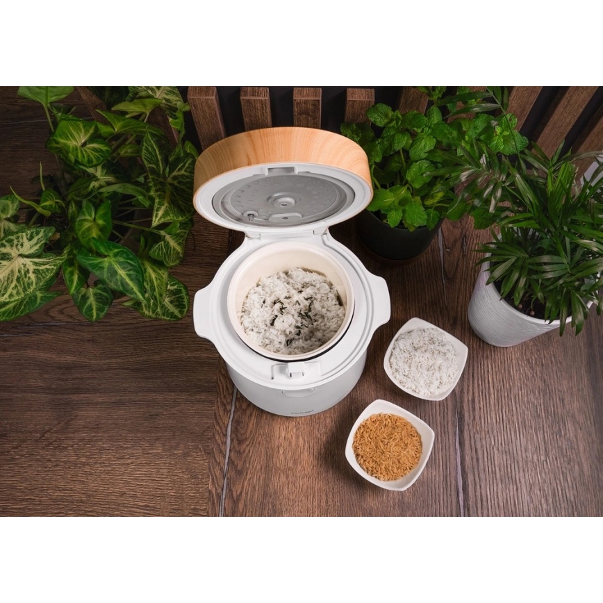 Concept RE3030 - Ψηφιακός ρυζομάγειρας 2-σε-1 380W/230V 1,5 l λευκό/εφέ ξύλου