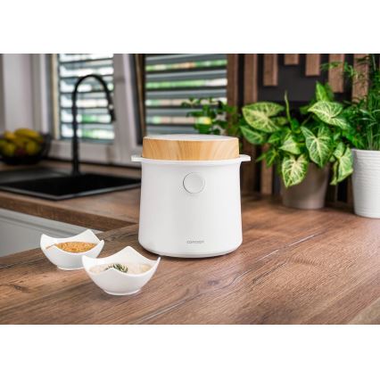 Concept RE3030 - Ψηφιακός ρυζομάγειρας 2-σε-1 380W/230V 1,5 l λευκό/εφέ ξύλου