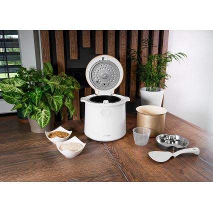 Concept RE3030 - Ψηφιακός ρυζομάγειρας 2-σε-1 380W/230V 1,5 l λευκό/εφέ ξύλου