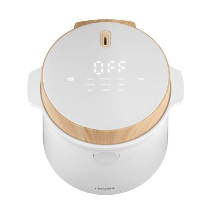 Concept RE3030 - Ψηφιακός ρυζομάγειρας 2-σε-1 380W/230V 1,5 l λευκό/εφέ ξύλου