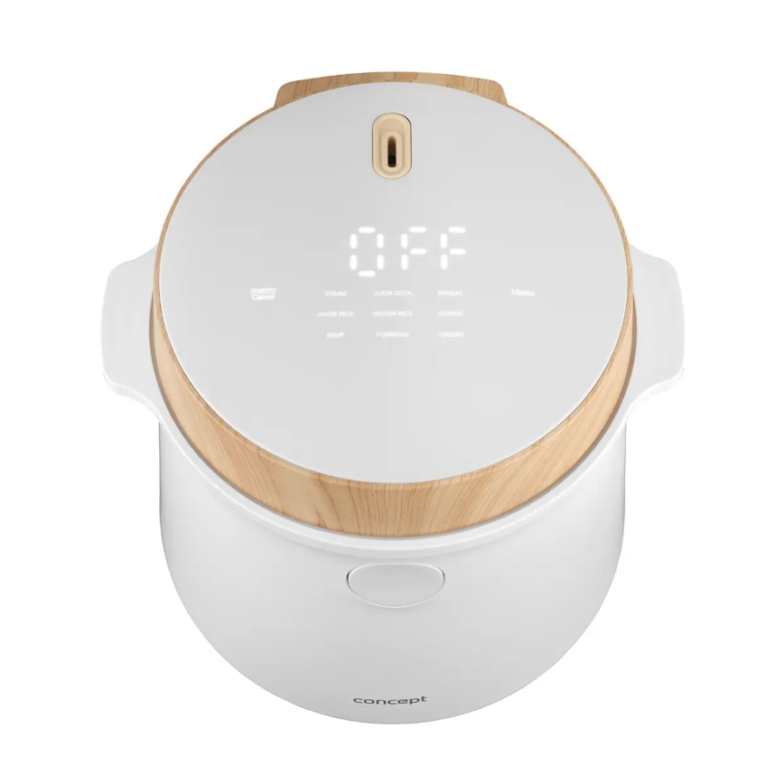 Concept RE3030 - Ψηφιακός ρυζομάγειρας 2-σε-1 380W/230V 1,5 l λευκό/εφέ ξύλου