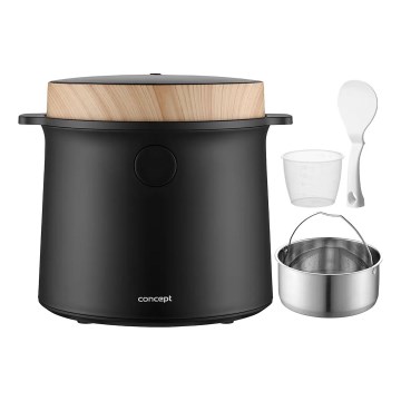 Concept RE4040 - Ψηφιακός ρυζομάγειρας 2-σε-1 450W/230V 2 l μαύρο/διακόσμηση ξύλου