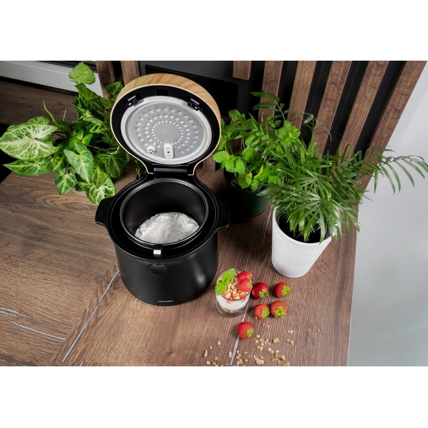 Concept RE4040 - Ψηφιακός ρυζομάγειρας 2-σε-1 450W/230V 2 l μαύρο/διακόσμηση ξύλου