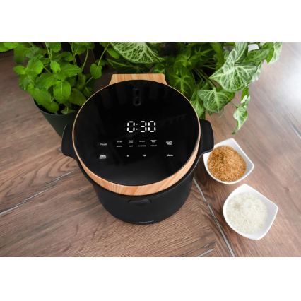Concept RE4040 - Ψηφιακός ρυζομάγειρας 2-σε-1 450W/230V 2 l μαύρο/διακόσμηση ξύλου
