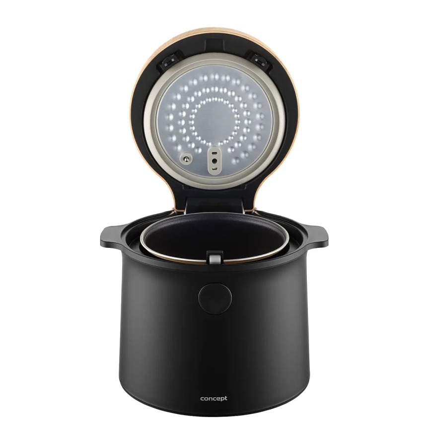 Concept RE4040 - Ψηφιακός ρυζομάγειρας 2-σε-1 450W/230V 2 l μαύρο/διακόσμηση ξύλου