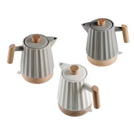 Concept RK0091 - Ηλεκτρικός βραστήρας 1,5 l 1500W/230V ανοιχτό γκρι/ντεκόρ ξύλου/κεραμική επίστρωση