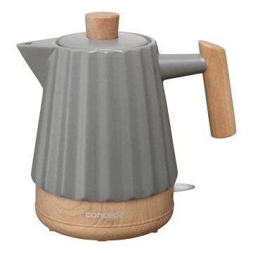 Concept RK0092 - Ηλεκτρικός βραστήρας 1,5 l 1500W/230V σκούρο γκρι/ντεκόρ ξύλου/κεραμικός