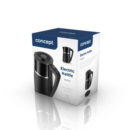 Concept RK3100 - Ηλεκτρικός βραστήρας με ρύθμιση θερμοκρασίας 1,7 l 2200W/230V μαύρος