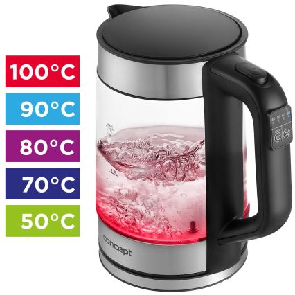 Concept RK4067 - Ηλεκτρικός βραστήρας με ρύθμιση θερμοκρασίας, 1,7 l, 2200W/230V, ανοξείδωτο ατσάλι