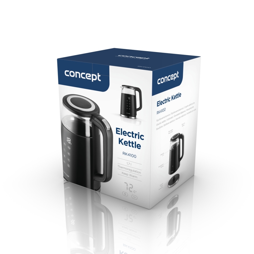 Concept RK4100 - Ηλεκτρικός βραστήρας με ρύθμιση θερμοκρασίας 1,7 l 2200W/230V μαύρος