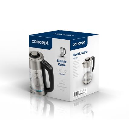 Concept RK4190 - Ηλεκτρικός βραστήρας με ρύθμιση θερμοκρασίας και φίλτρο 1,7 l 2200W/230V ανοξείδωτος