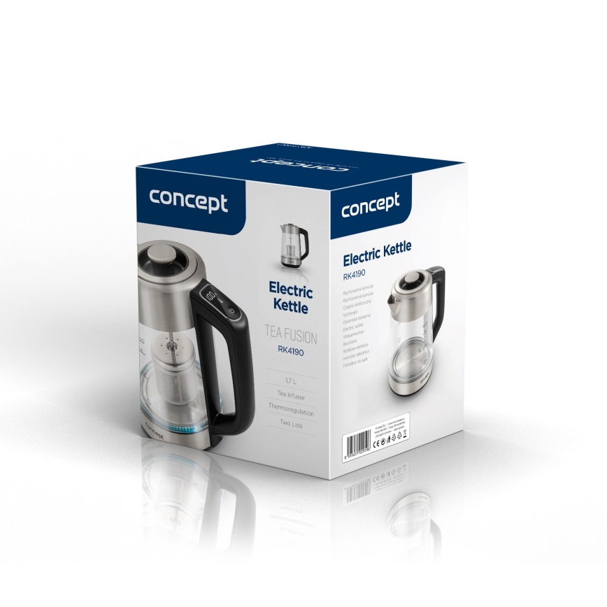 Concept RK4190 - Ηλεκτρικός βραστήρας με ρύθμιση θερμοκρασίας και φίλτρο 1,7 l 2200W/230V ανοξείδωτος