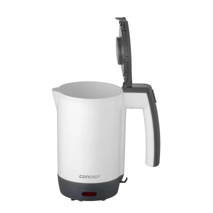 Concept RK7030 - Ταξιδιωτικός ηλεκτρικός βραστήρας 0,5 l 1080W/230V σε γκρι/λευκό + 2 φλιτζάνια