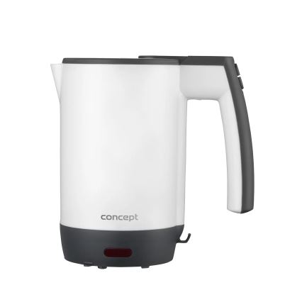 Concept RK7030 - Ταξιδιωτικός ηλεκτρικός βραστήρας 0,5 l 1080W/230V σε γκρι/λευκό + 2 φλιτζάνια