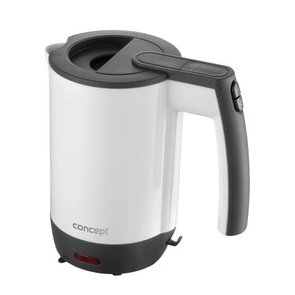 Concept RK7030 - Ταξιδιωτικός ηλεκτρικός βραστήρας 0,5 l 1080W/230V σε γκρι/λευκό + 2 φλιτζάνια