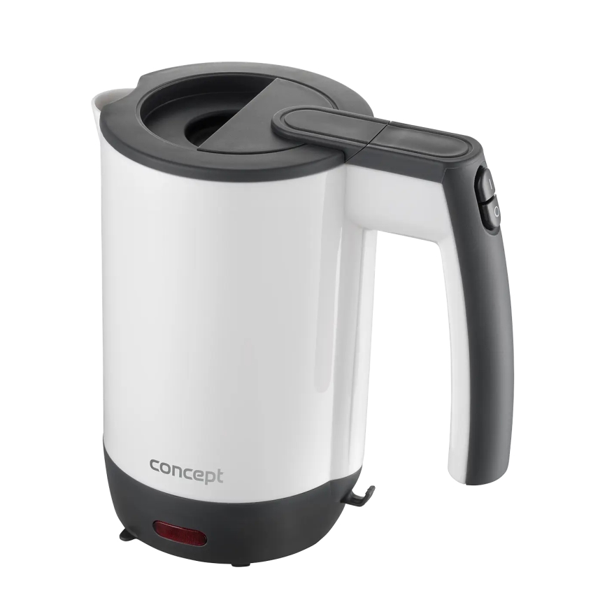 Concept RK7030 - Ταξιδιωτικός ηλεκτρικός βραστήρας 0,5 l 1080W/230V σε γκρι/λευκό + 2 φλιτζάνια