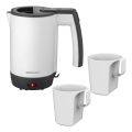 Concept RK7030 - Ταξιδιωτικός ηλεκτρικός βραστήρας 0,5 l 1080W/230V σε γκρι/λευκό + 2 φλιτζάνια