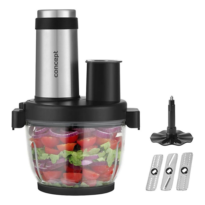 Concept RM3300 - Κουζινομηχανή πολυκόφτης 1000W/230V μαύρο/ανοξείδωτο ατσάλι