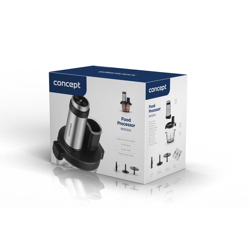 Concept RM3300 - Κουζινομηχανή πολυκόφτης 1000W/230V μαύρο/ανοξείδωτο ατσάλι