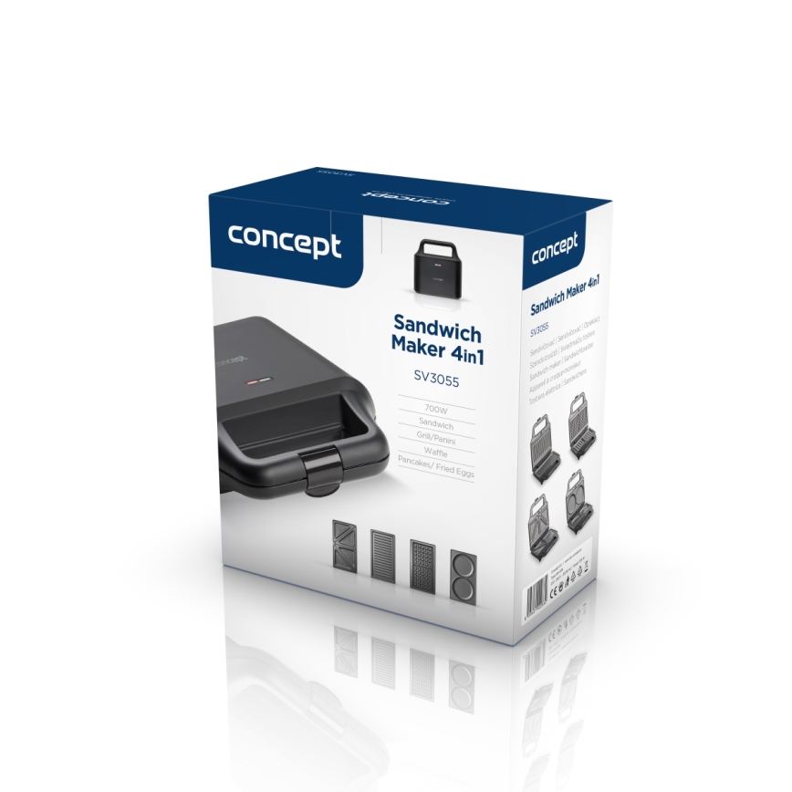 Concept SV3055 - Τοστιέρα 4σε1 700W/230V μαύρο