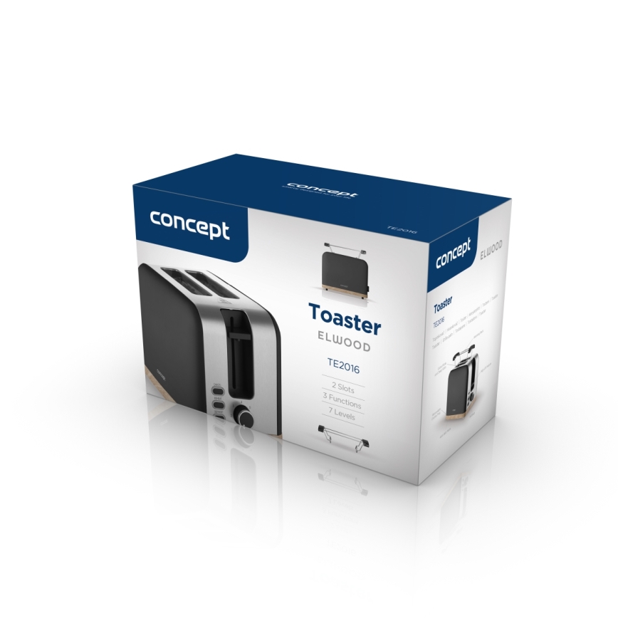 Concept TE2016 - Φρυγανιέρα 2 θέσεων με σχάρα ζεστάματος 930W/230V μαύρη