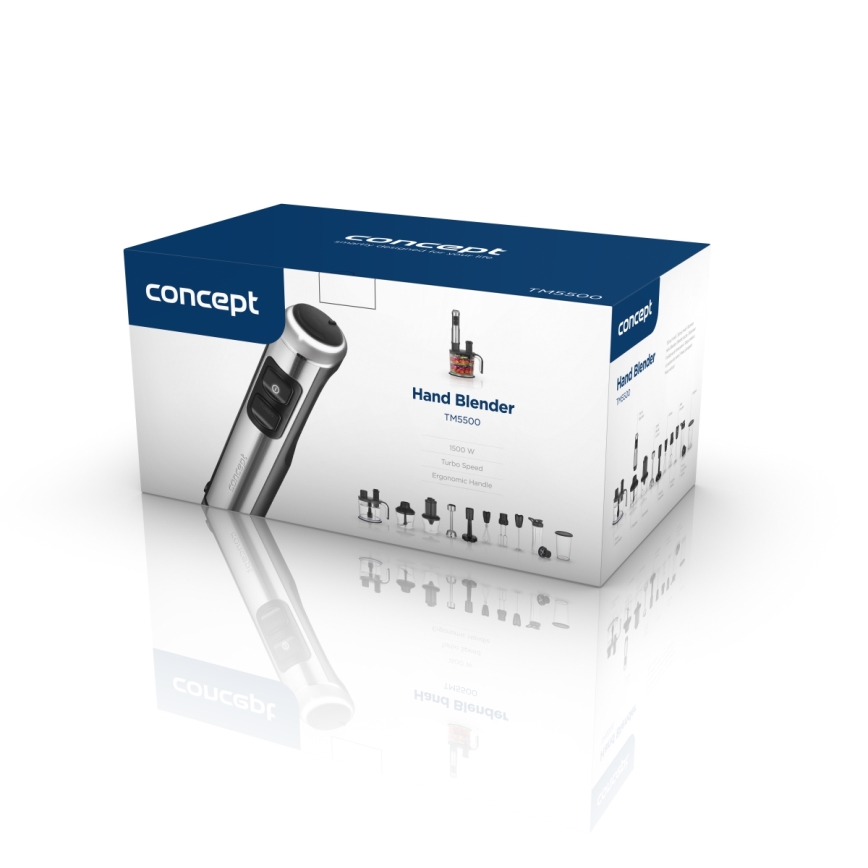 Concept TM5500 - Ραβδομπλέντερ xειρός με αξεσουάρ 1500W/230V μαύρο/ανοξείδωτο ατσάλι