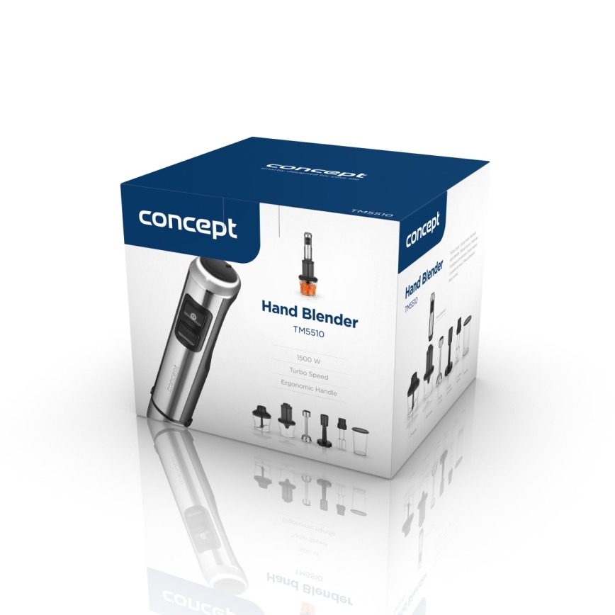 Concept TM5510 - Ραβδομπλέντερ xειρός με αξεσουάρ 1500W/230V μαύρο/ανοξείδωτο ατσάλι