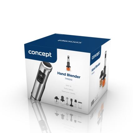 Concept TM5510 - Ραβδομπλέντερ xειρός με αξεσουάρ 1500W/230V μαύρο/ανοξείδωτο ατσάλι